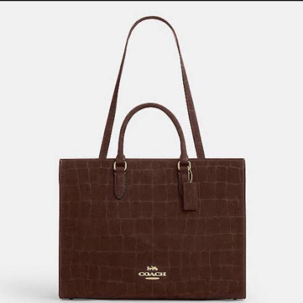 Coach Maggie tote  Dark Brown Croc-Embossed Leather